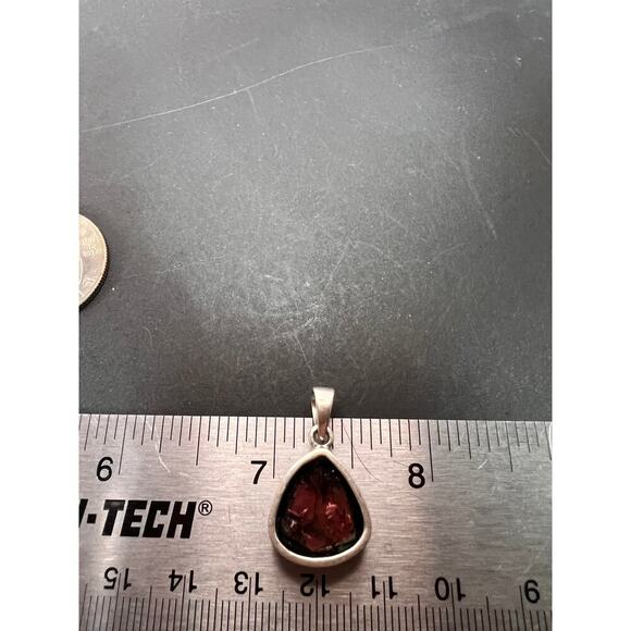 NEW Watermelon tourmaline slice sterling silver pendant 3.90 grams - Picture 3 of 11